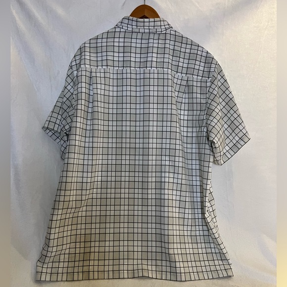 Mens XXL Haggar Black & White Plaid Button Down Shirt - Picture 2 of 5